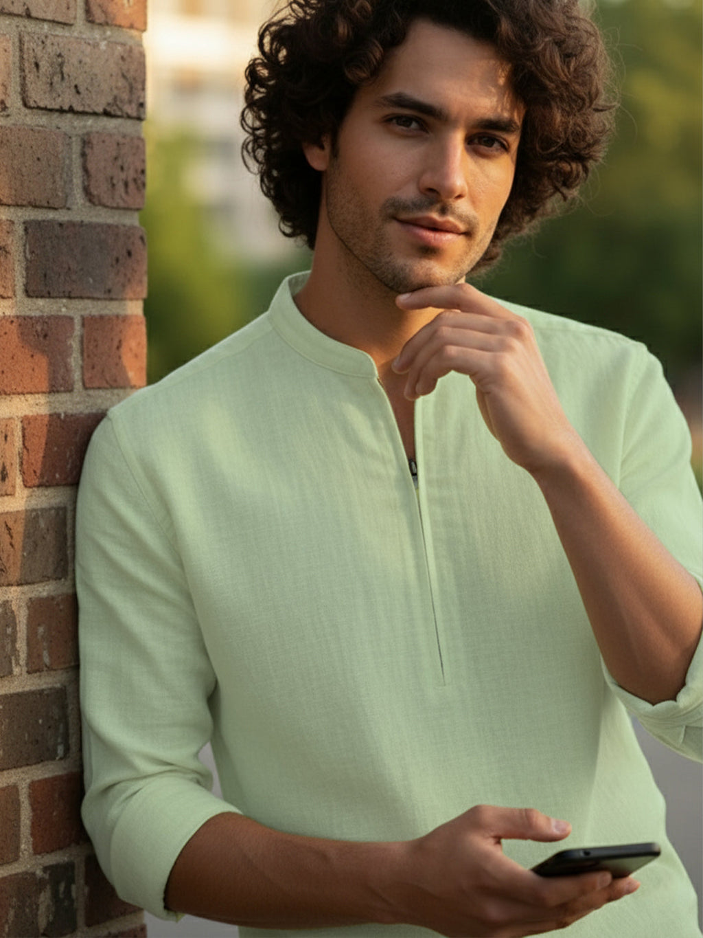 BLUE ROBED Full Sleeve Kurta for men Daily Wear in CGRN view 69