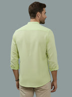 Full Sleeve Chinese Collar Cotton Slim Shirt for Men and Boys in Shirt For Men And Pink by BLUE ROBED, fabric detail