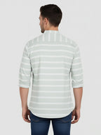 Men's Multi Stripe Strip Full Sleeve Shirt in White by BLUE ROBED, front view
