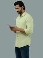 Full Sleeve Spread Collar Cotton Slim Shirt for Men and Boys in Shirt For Men And Green by BLUE ROBED, side view