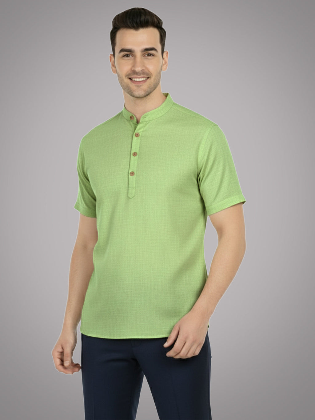 BLUE ROBED Half Sleeve Kurta for men in CGRN view 44