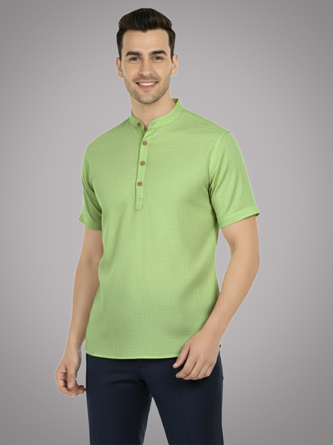 BLUE ROBED Half Sleeve Kurta for men in CGRN view 44