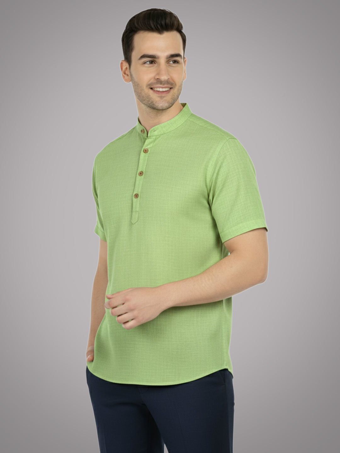 BLUE ROBED Half Sleeve Kurta for men in CGRN view 57