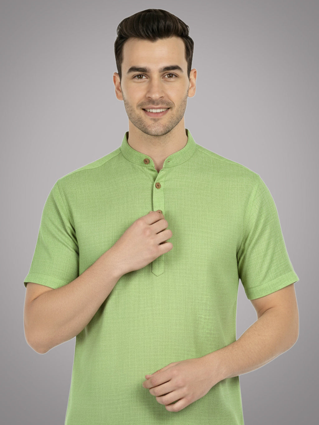 BLUE ROBED Half Sleeve Kurta for men in CGRN view 58