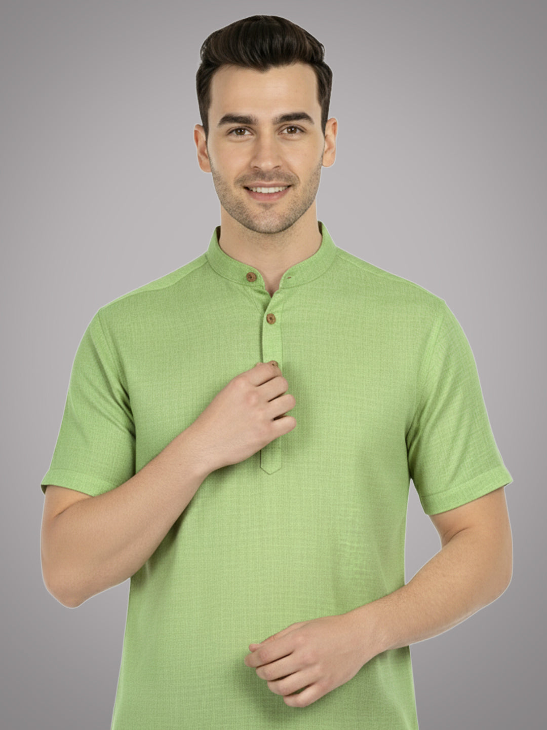 BLUE ROBED Half Sleeve Kurta for men in CGRN view 58