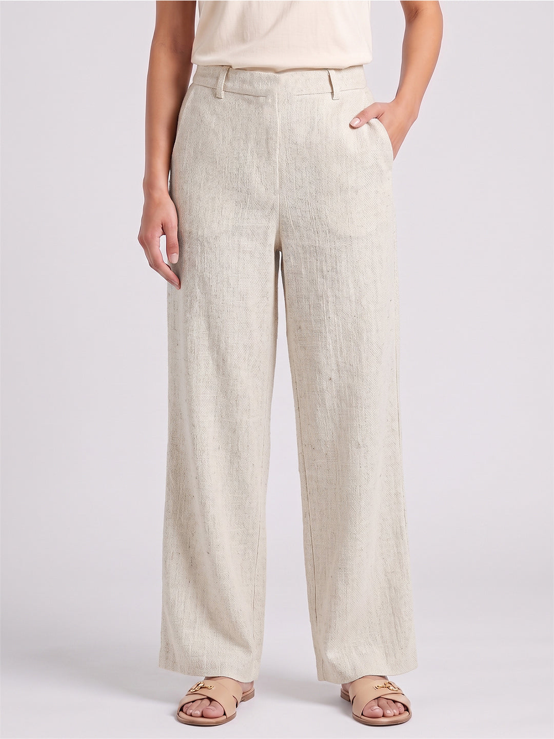 BLUE ROBED Beige Color Trousers For Women And Girls Secondary image