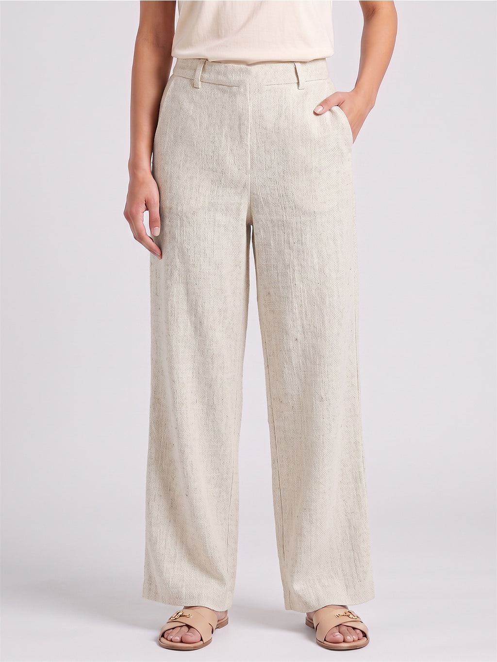 BLUE ROBED Beige Color Trousers For Women And Girls