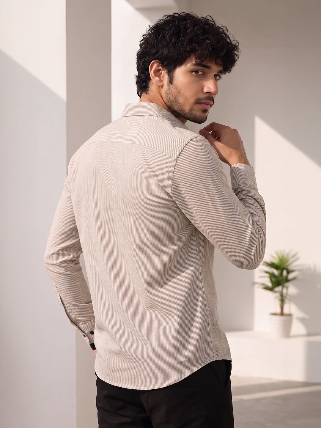 Men's Pure Cotton Casual Shirt | Full Sleeve Textured Shirt with Chest Pocket | Regular Fit Secondary image
