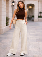 BLUE ROBED Beige Color Trousers For Women And Girls