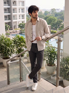 Men's Pure Cotton Casual Shirt | Full Sleeve Textured Shirt with Chest Pocket | Regular Fit