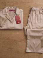 Women’s Beige Linen Lounge Co-ord Set | Relaxed Fit Nightwear & Casual Wear