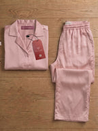 Women’s Blush Pink Linen Lounge Co-ord Set | Soft Relaxed Nightwear & Casual Wear