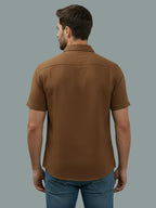Half Sleeve Spread Collar Cotton Slim Shirt for Men and Boys in Shirt For Men And Yellow by BLUE ROBED, front view
