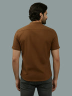 Half Sleeve Chinese Collar Cotton Slim Shirt for Men and Boys in Shirt For Men And White by BLUE ROBED, style view