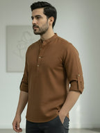 BLUE ROBED Full Sleeve Kurta for men Office Wear in Gold view 116