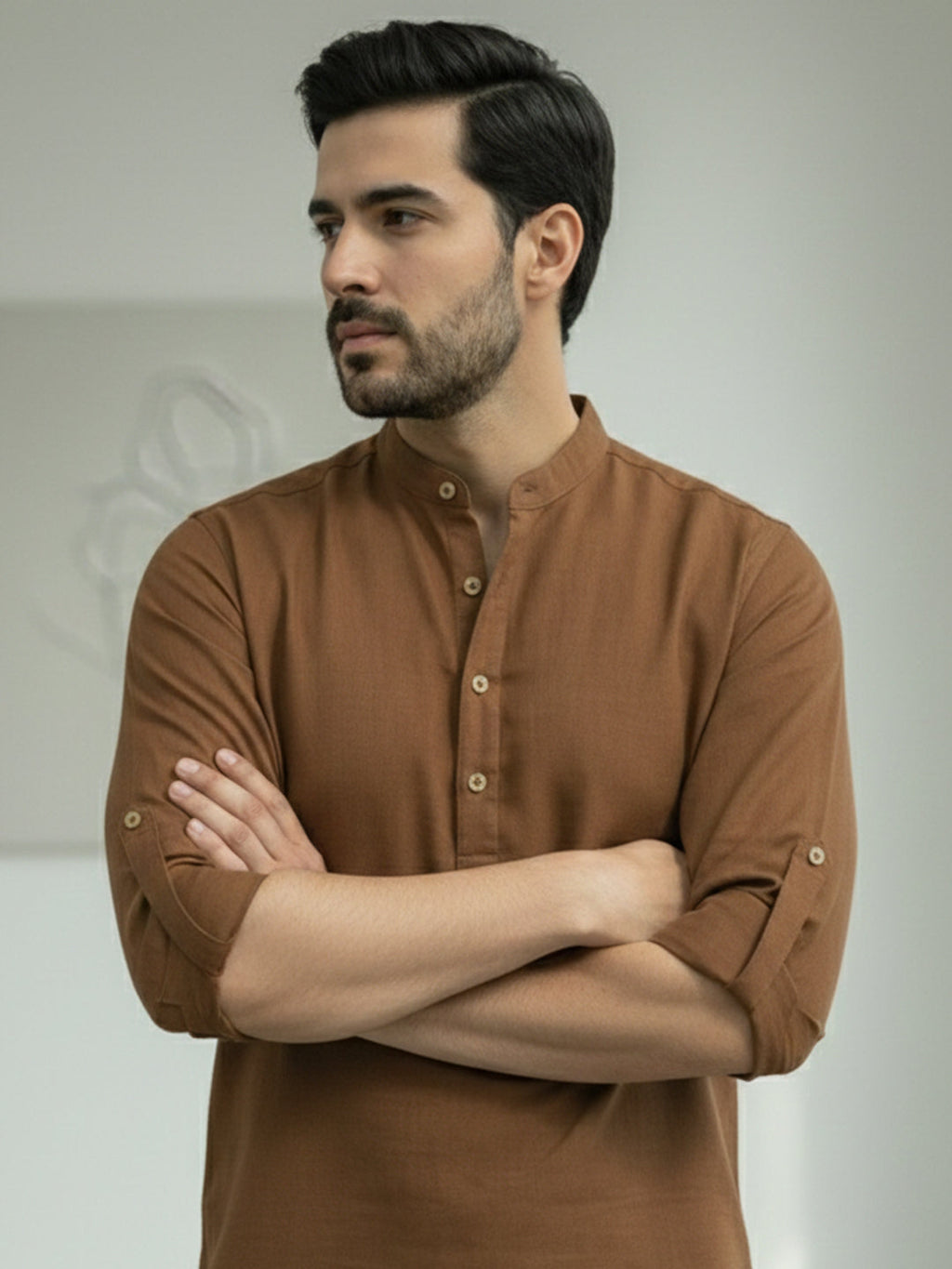 BLUE ROBED Full Sleeve Kurta for men Office Wear in Gold view 117