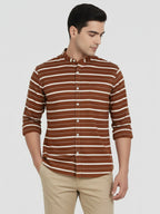Men's Single Stripe Strip Full Sleeve Shirt in Navy Blue by BLUE ROBED