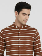 Men's Single Stripe Strip Full Sleeve Shirt in Navy Blue by BLUE ROBED