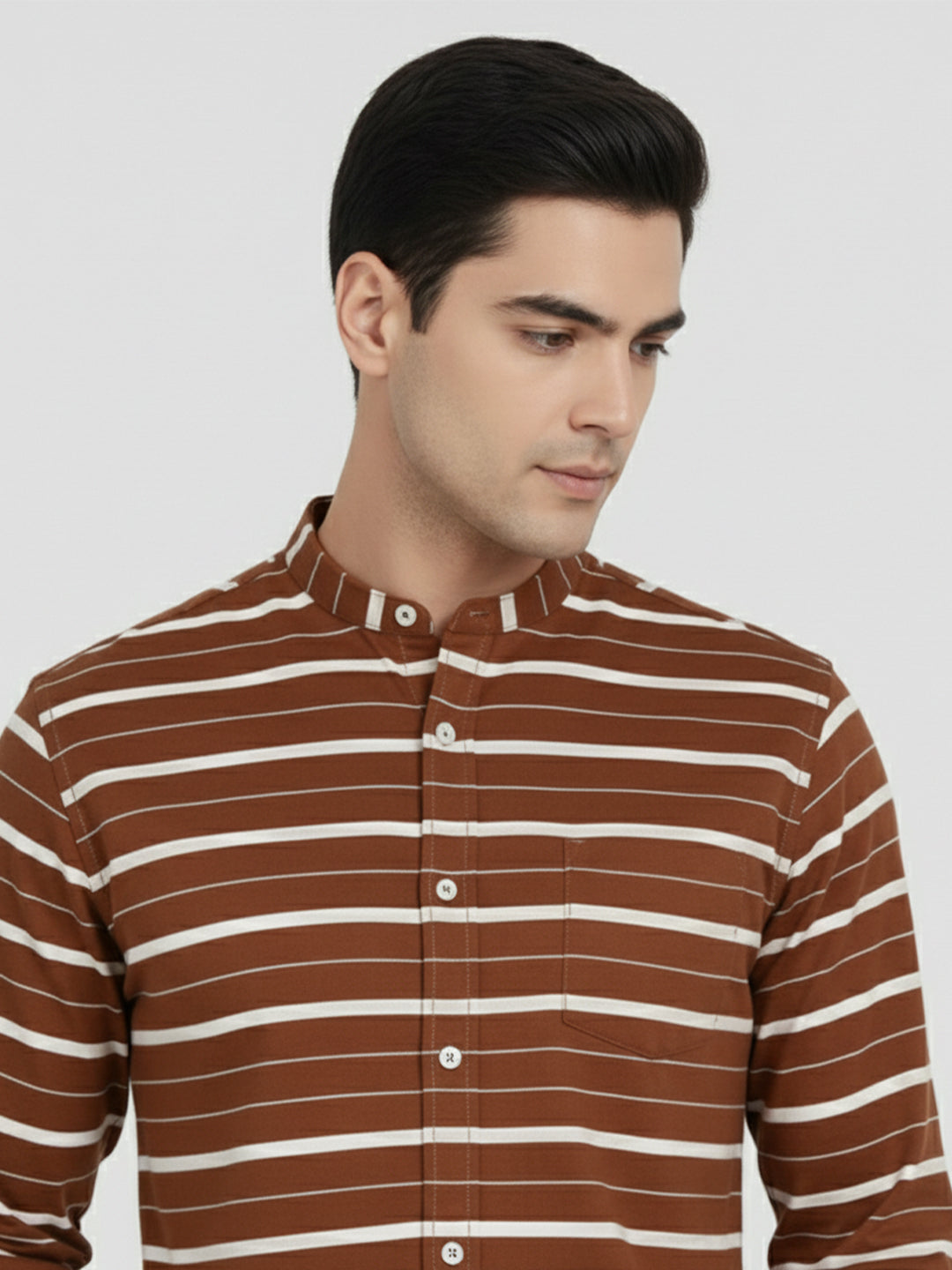 Men's Single Stripe Strip Full Sleeve Shirt in Navy Blue by BLUE ROBED