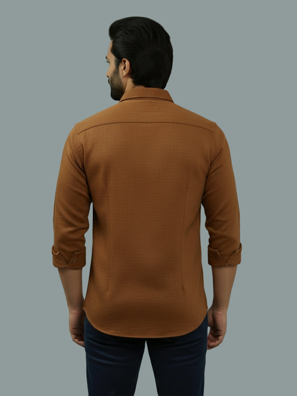 Full Sleeve Spread Collar Cotton Slim Shirt for Men and Boys in Shirt For Men And Green by BLUE ROBED, detail view