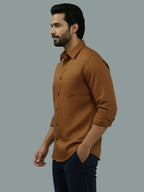 Full Sleeve Spread Collar Cotton Slim Shirt for Men and Boys in Shirt For Men And Green by BLUE ROBED, style view