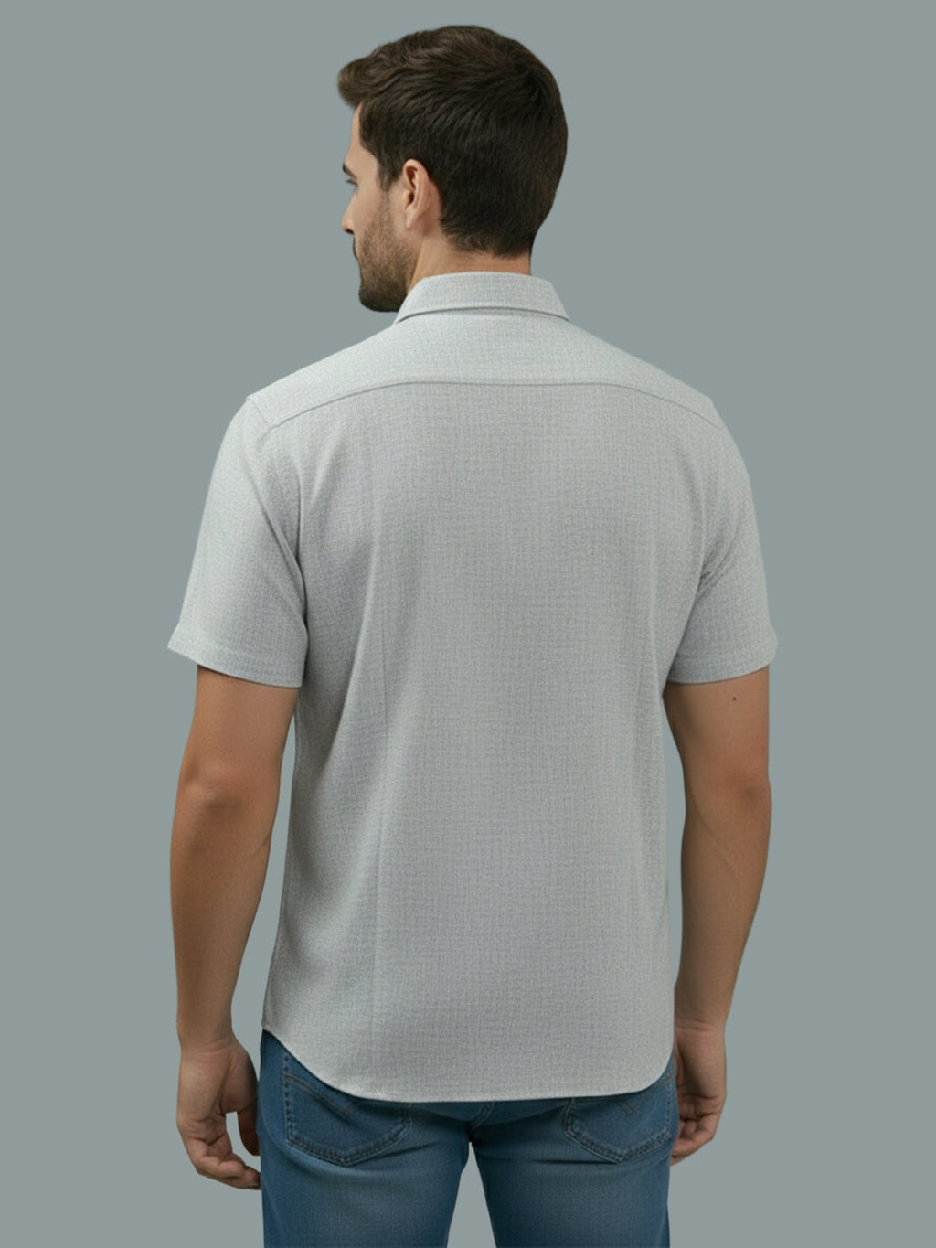 Half Sleeve Spread Collar Cotton Slim Shirt for Men and Boys in Shirt For Men And Yellow by BLUE ROBED, side view