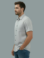 Half Sleeve Spread Collar Cotton Slim Shirt for Men and Boys in Shirt For Men And Yellow by BLUE ROBED, back view