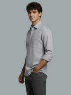 Men's Full Sleeve Spread Collar Premium Casual Shirt for Men Daily Wear in Black by BLUE ROBED, fabric detail
