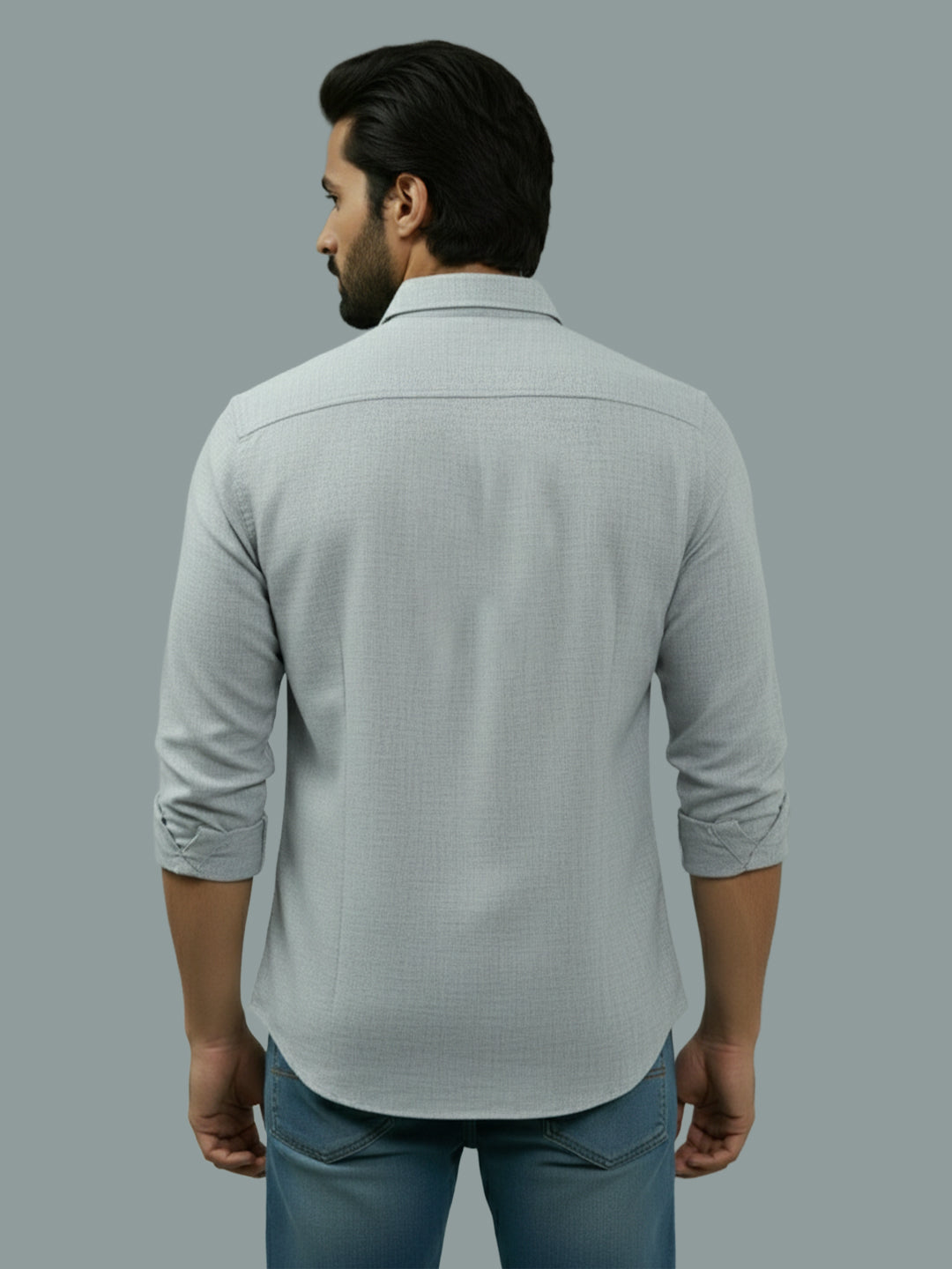 Full Sleeve Spread Collar Cotton Slim Shirt for Men and Boys in Shirt For Men And Green by BLUE ROBED, style view