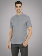 BLUE ROBED Half Sleeve Kurta for men in Grey view 21