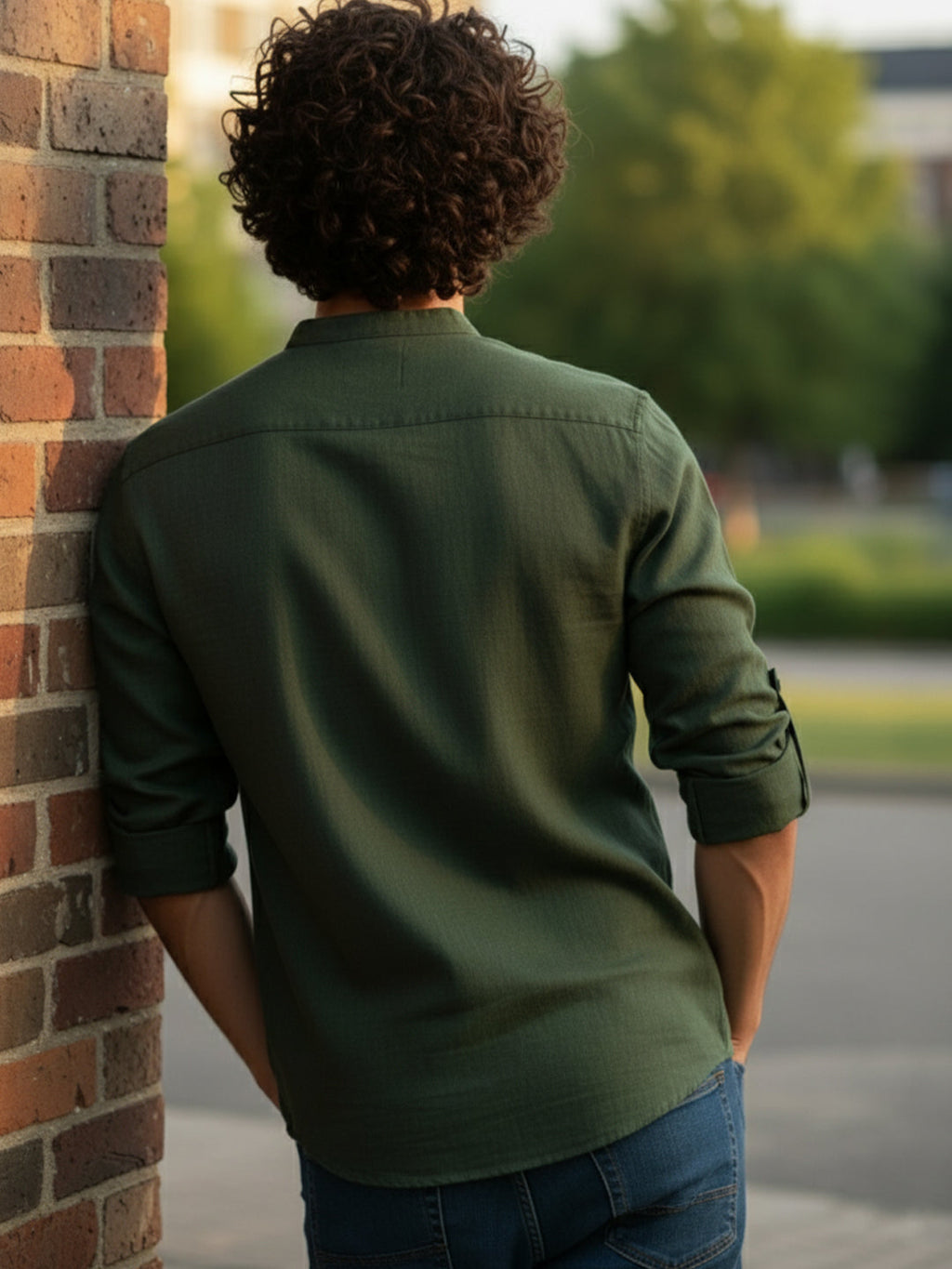 BLUE ROBED Full Sleeve Kurta for men Daily Wear in Green view 28