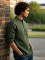 BLUE ROBED Full Sleeve Kurta for men Daily Wear in Green view 29