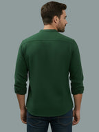 Full Sleeve Chinese Collar Cotton Slim Shirt for Men and Boys in Shirt For Men And Pink by BLUE ROBED, fabric detail