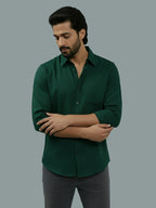 Full Sleeve Spread Collar Cotton Slim Shirt for Men and Boys in Shirt For Men And Green by BLUE ROBED, fabric detail