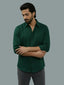 Full Sleeve Spread Collar Cotton Slim Shirt for Men and Boys in Shirt For Men And Green by BLUE ROBED, fabric detail