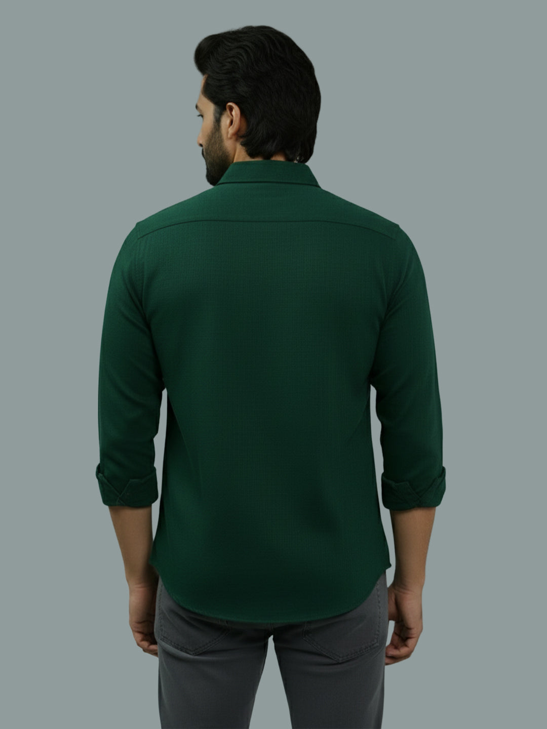 Full Sleeve Spread Collar Cotton Slim Shirt for Men and Boys in Shirt For Men And Green by BLUE ROBED, front view
