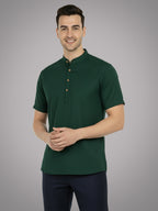 BLUE ROBED Half Sleeve Kurta for men in Green view 3
