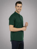BLUE ROBED Half Sleeve Kurta for men in Green view 19
