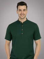 BLUE ROBED Half Sleeve Kurta for men in Green view 20