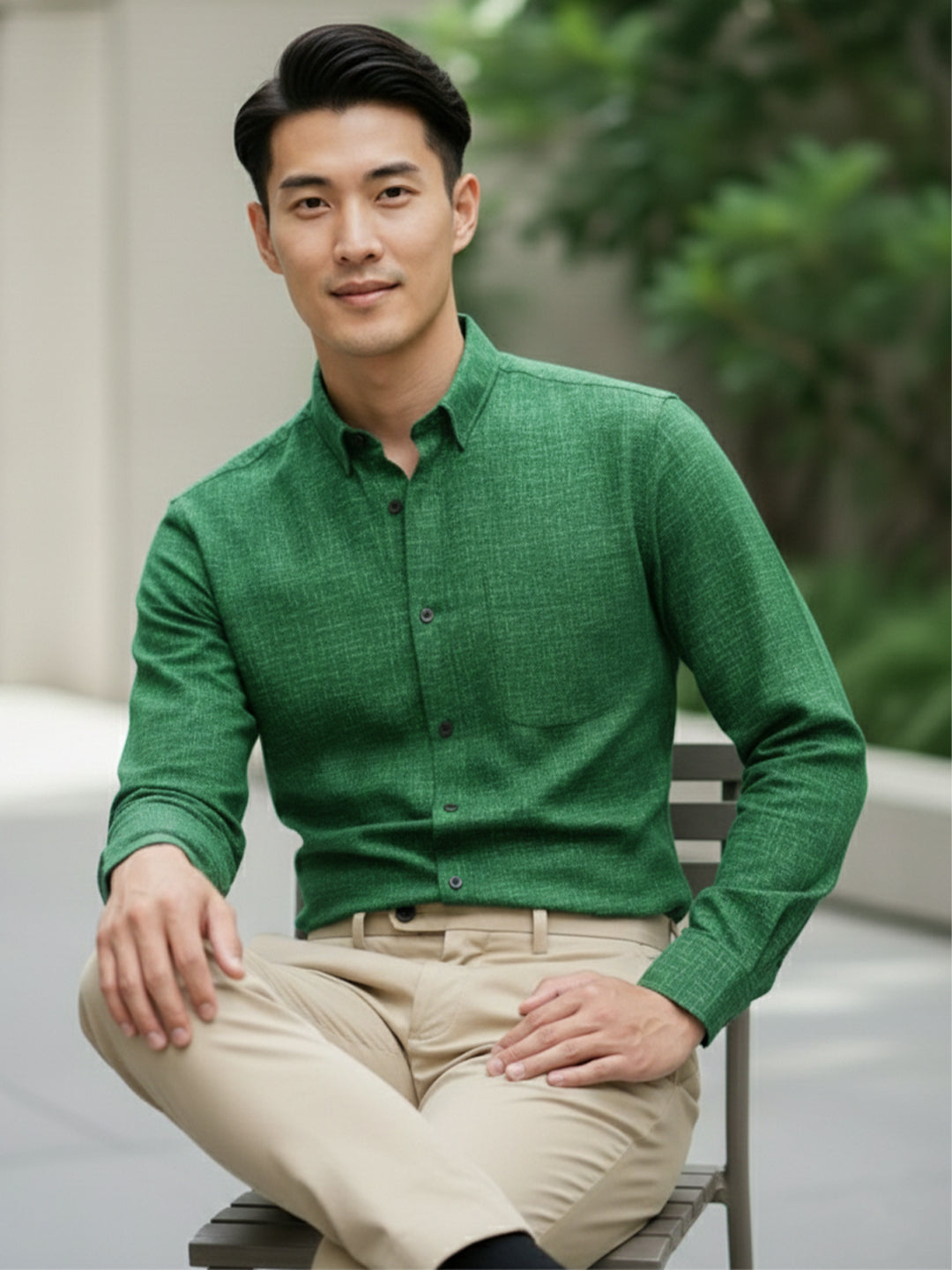 BLUE ROBED - Men's Full Sleeve Spread Collar Cotton Slim Fit Printed Shirt - Red Secondary image