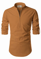 BLUE ROBED men's Casual ZIP Style Full Sleeve Kurta in Golden view 15
