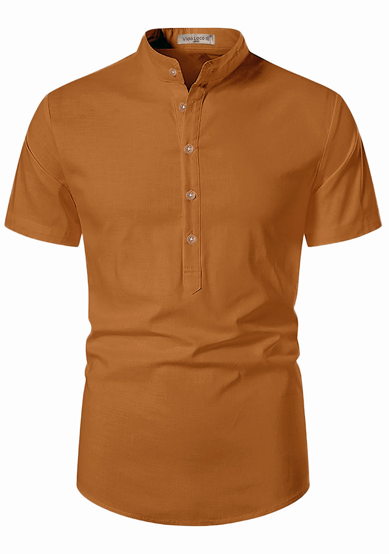 BLUE ROBED men's Half Sleeve Casual Cotton Kurta Office Wear in Golden view 16