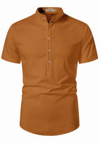 BLUE ROBED men's Half Sleeve Casual Cotton Kurta Office Wear in Golden view 16