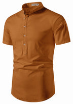 BLUE ROBED men's Half Sleeve Casual Cotton Kurta Office Wear in Golden view 17