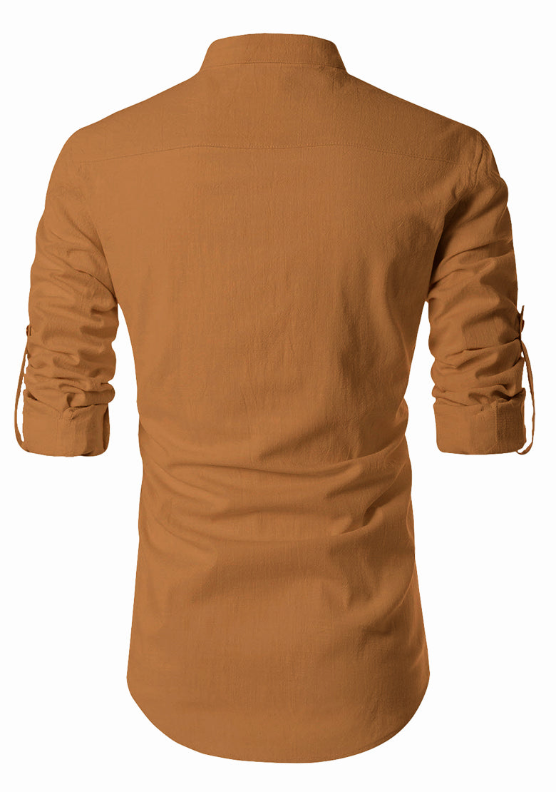 BLUE ROBED men's Casual ZIP Style Full Sleeve Kurta in Golden view 16