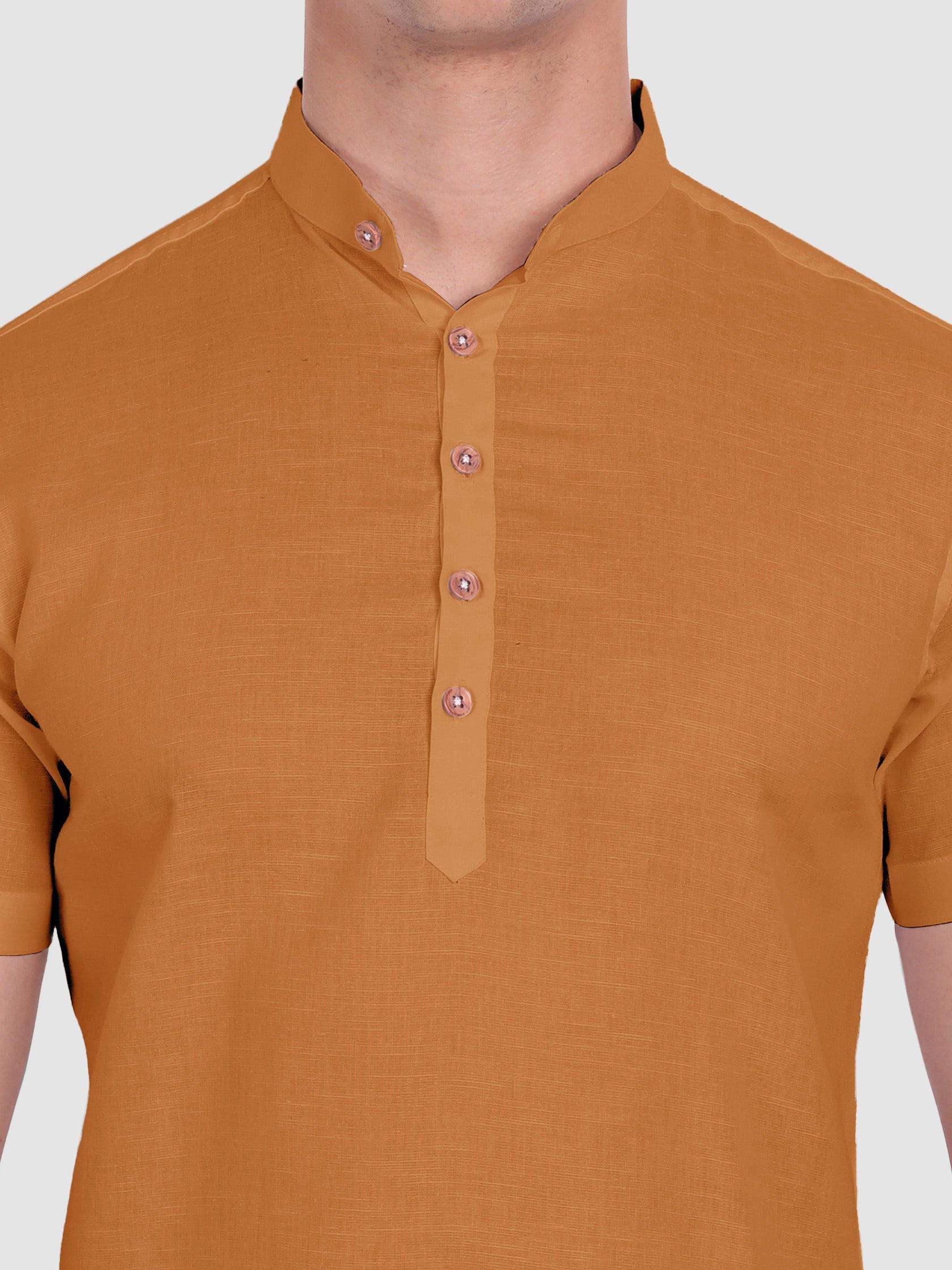 BLUE ROBED men's Half Sleeve Casual Cotton Kurta Daily Wear in Golden view 19