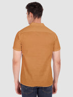 BLUE ROBED men's Half Sleeve Casual Cotton Kurta Daily Wear in Golden view 20