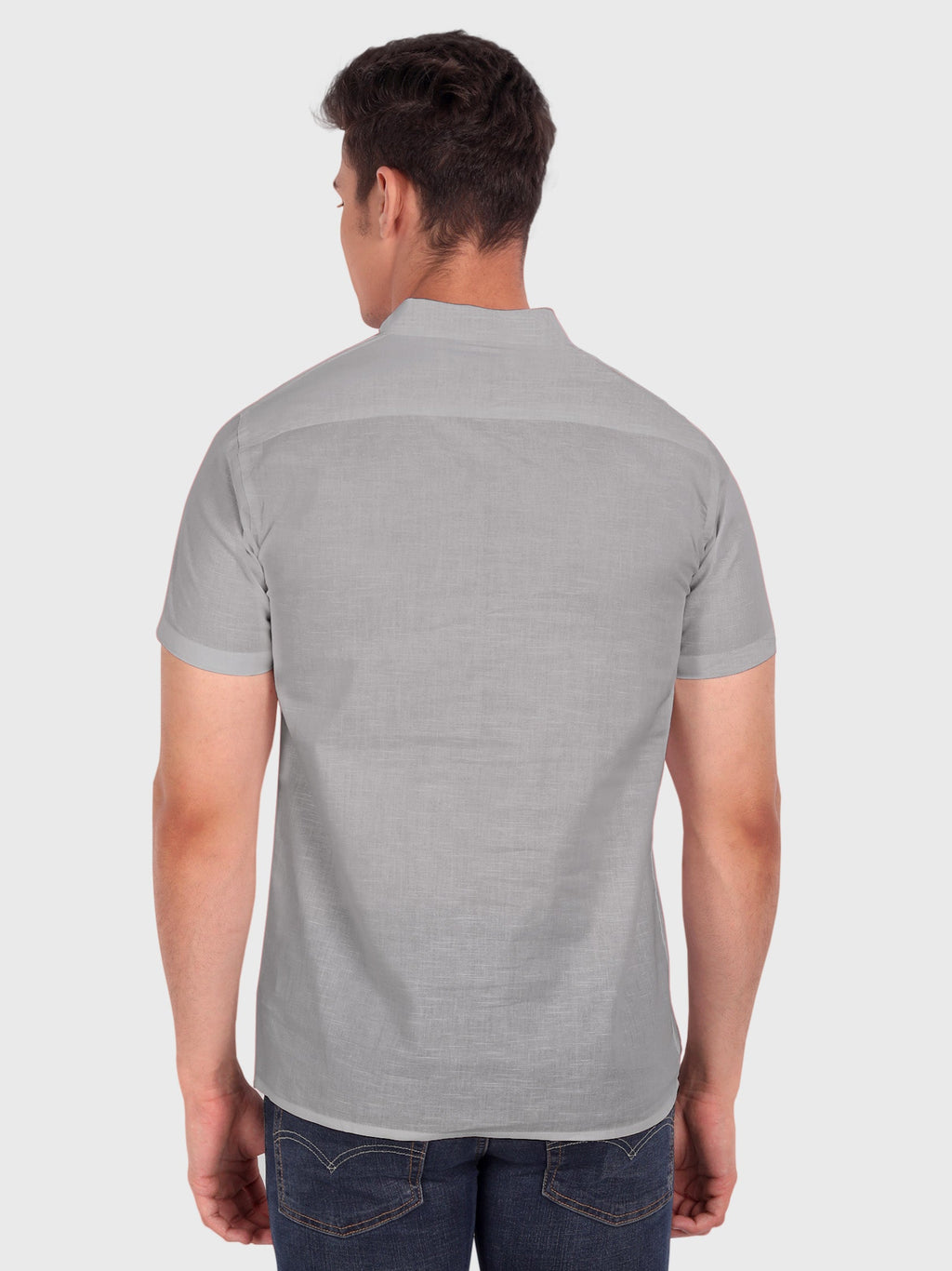 BLUE ROBED men's Casual Half Sleeve Slim Fit Kurta in Grey view 18