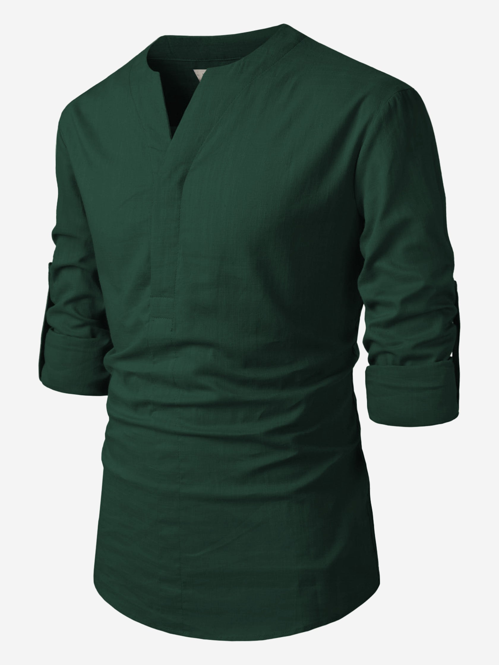 BLUE ROBED men's Casual Slim Fit Full Sleeve Cotton Kurta in Green Main image