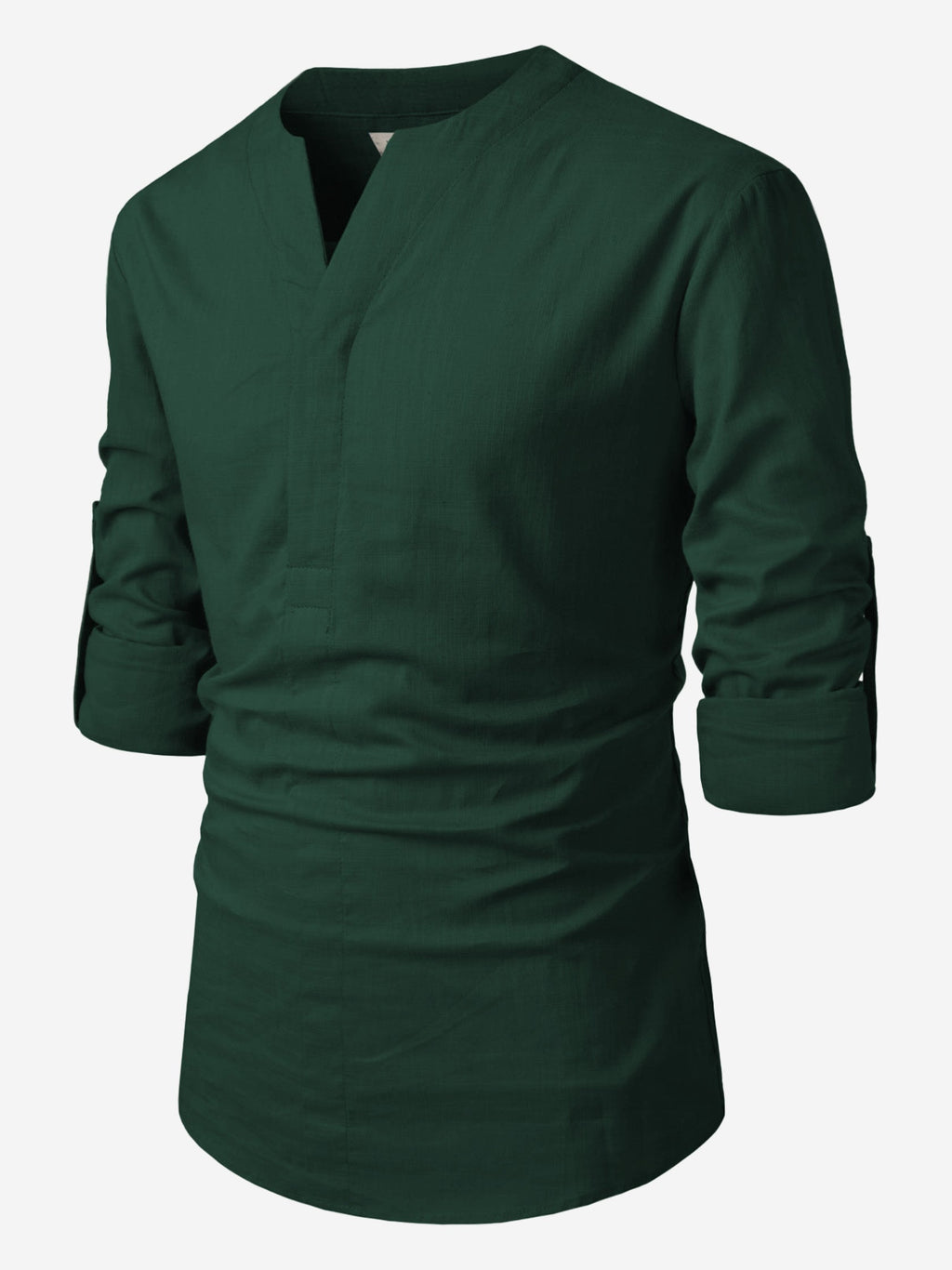 BLUE ROBED men's Casual Slim Fit Full Sleeve Cotton Kurta in Green